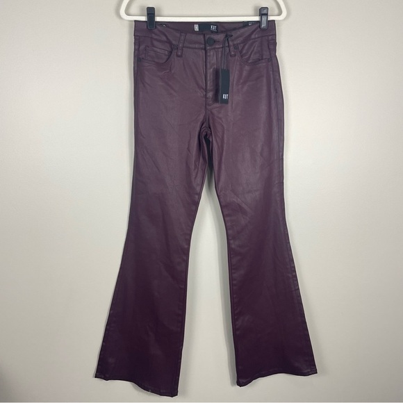 Kut from the Kloth Pants Womens 6 High Rise Fab AB Flare Faux Red Leather - Picture 1 of 7